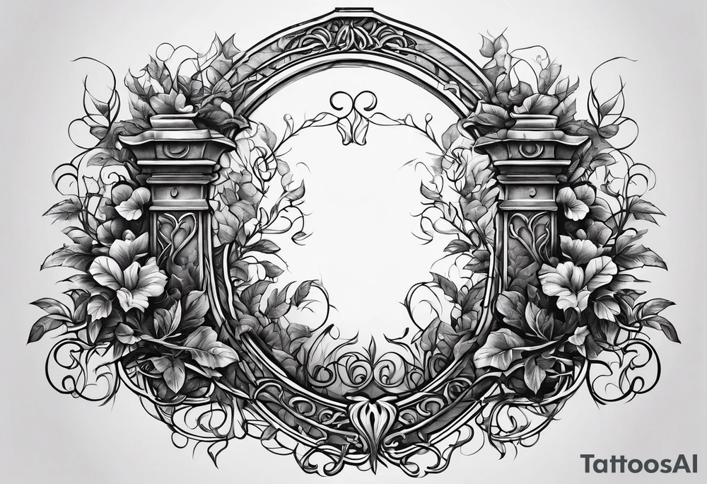 Leafy vines with tombstone tattoo idea
