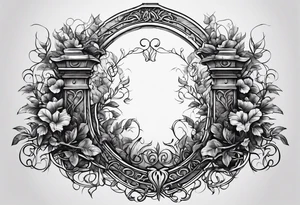 Leafy vines with tombstone tattoo idea