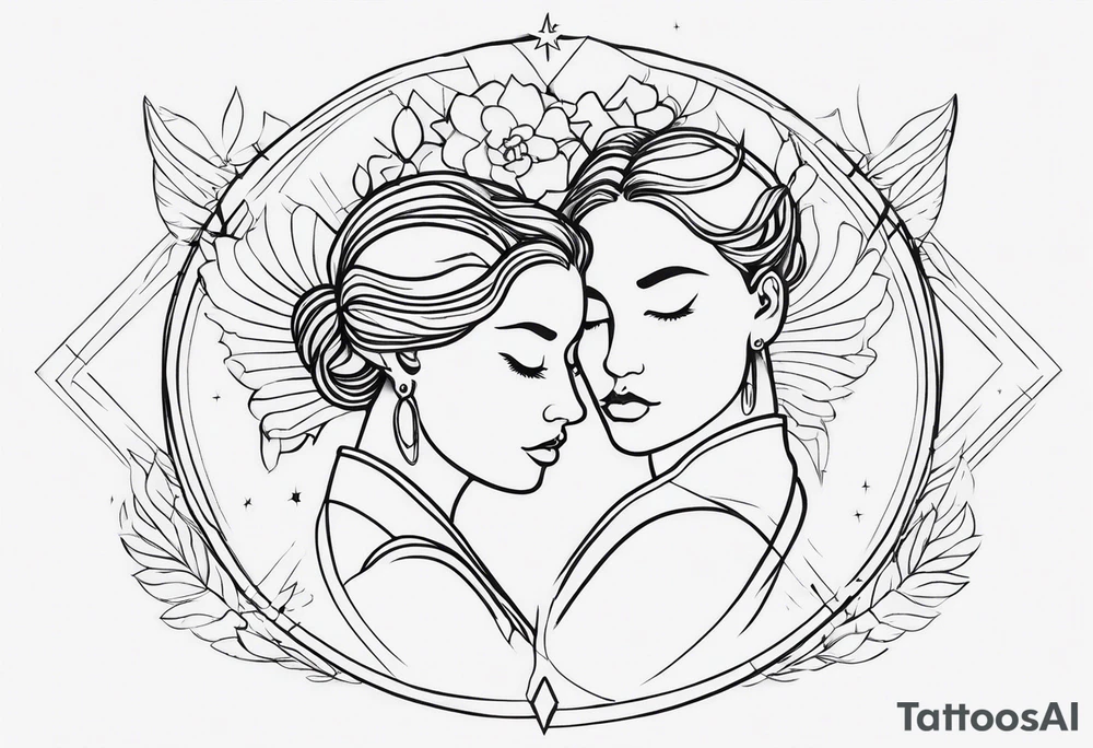 Gemini family unique tattoo idea