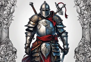 a beggar half suited in knights armor tattoo idea