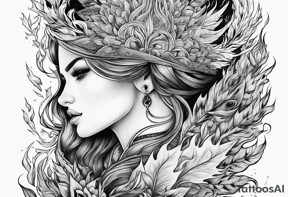 Flames to ash to frozen landscape tattoo idea