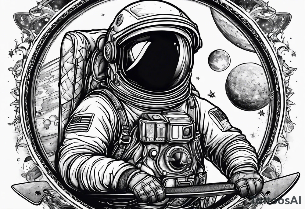 Astronaut mit skateboard tattoo idea