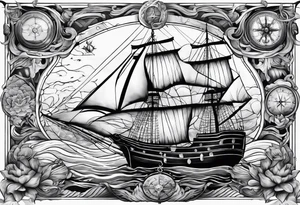 nautical map for an arm sleeve tattoo idea