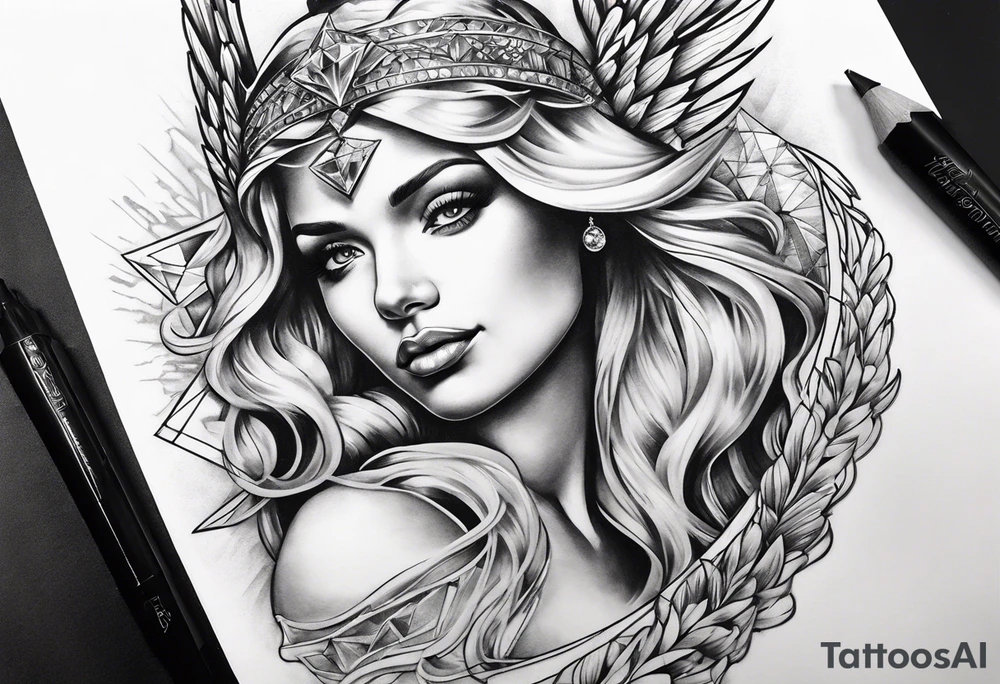 Diamond angel tattoo idea