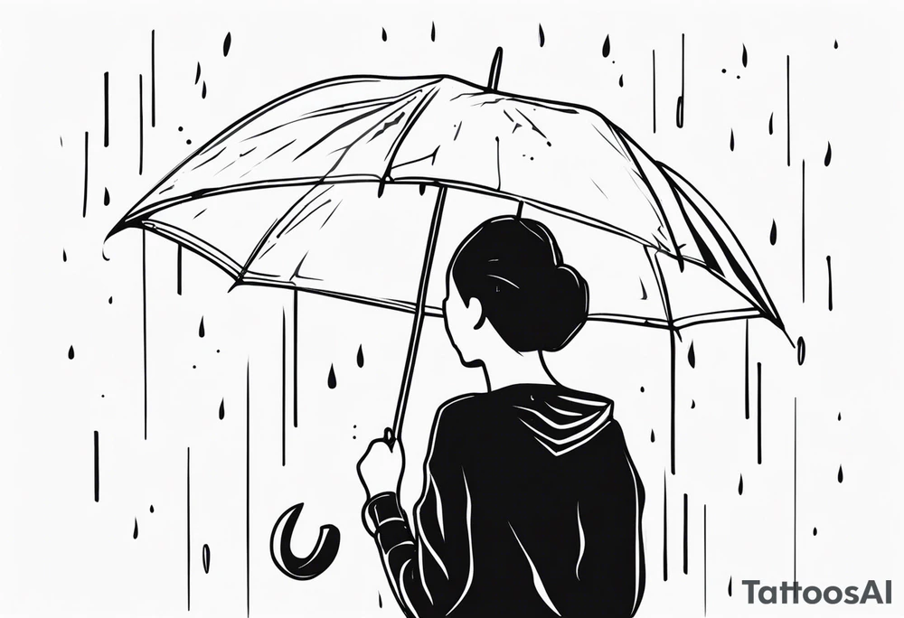 person under rain tattoo idea