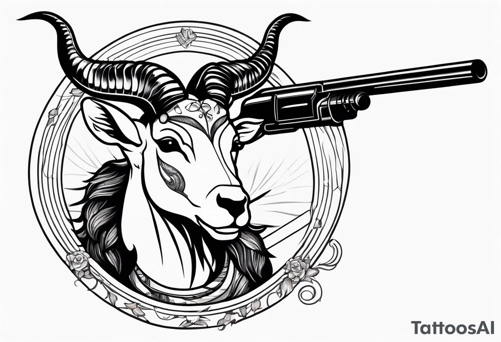 capricorn with sunglasses and shotgun tattoo idea