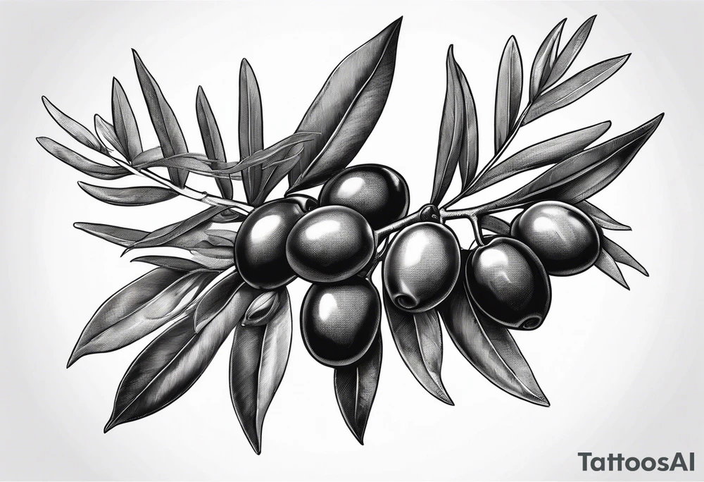 An olive branch that fades into a thornvine tattoo idea