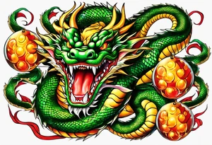 shenron wrapped around all 7 dragon balls tattoo idea