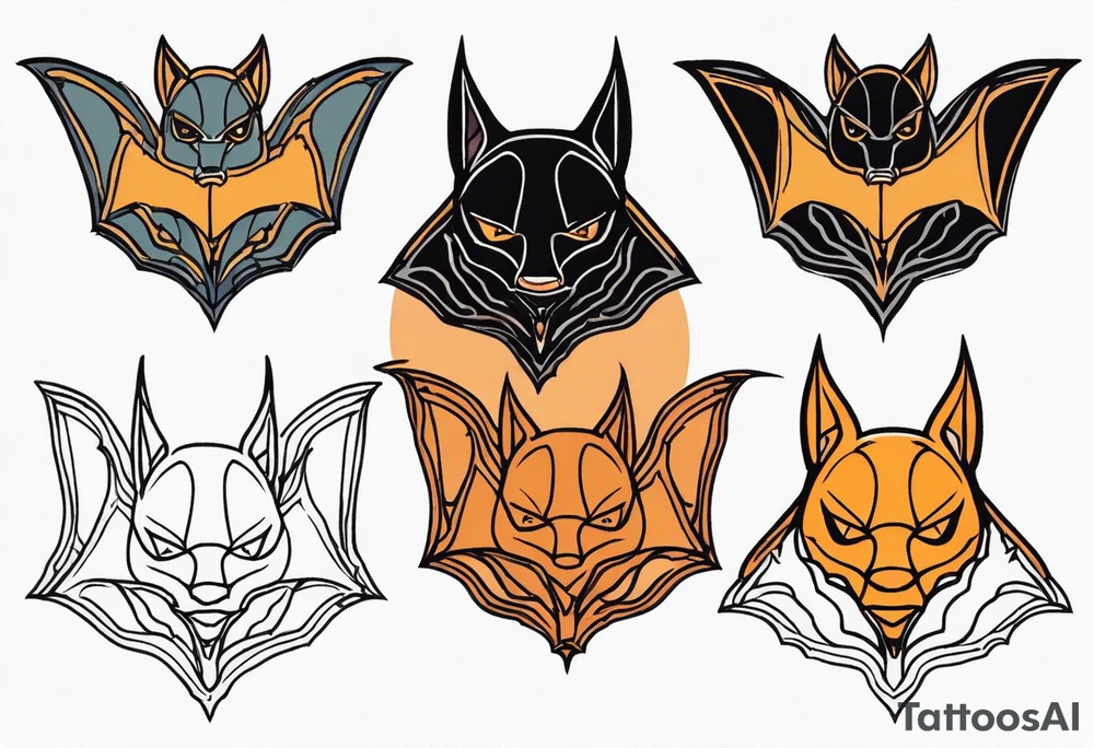 Bat face Knee tattoo in fall colors tattoo idea