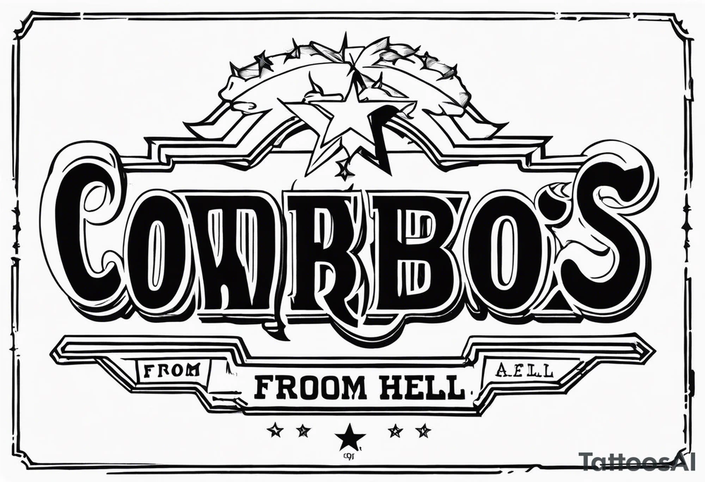 a pantera tattoo with the overhead text saying "COWBOYS FROM HELL" and the bottom text saying "ARLINGTON, TX" tattoo idea