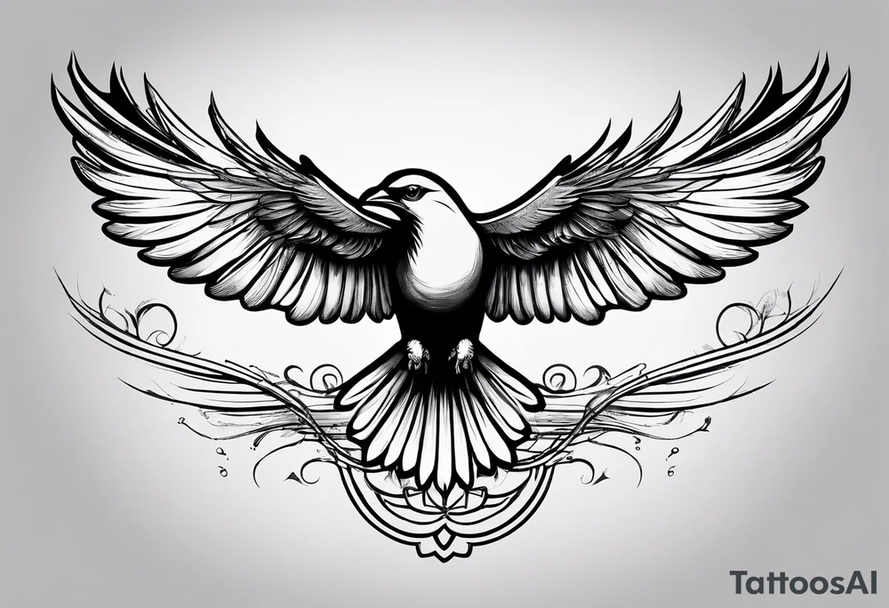A Soaring bird with the text 1937-2023 underneath it in a simple sketch style tattoo idea