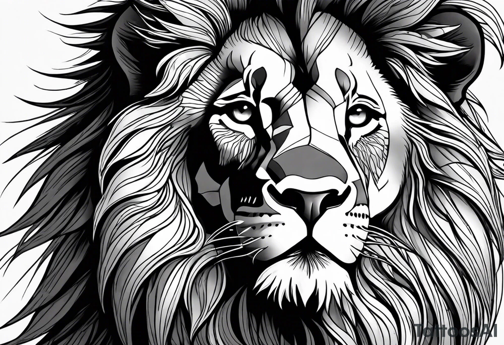 powerful majestic lion, close-up tattoo idea