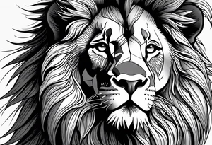 powerful majestic lion, close-up tattoo idea