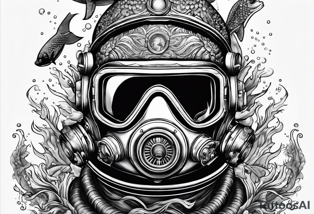 Classic diver under water tattoo idea