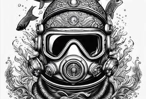 Classic diver under water tattoo idea