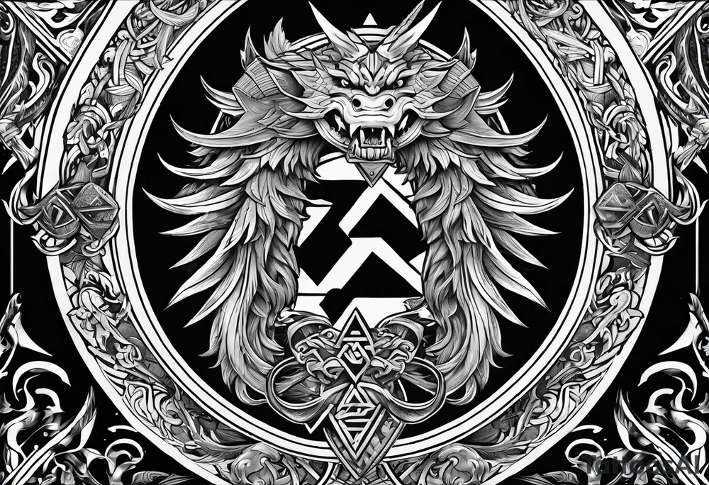 Valhalla sword shield long ship dragon head axe Valknut tattoo idea