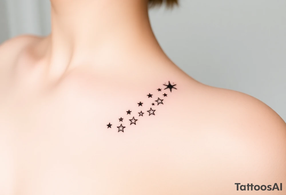 Cascade of stars curved tattoo idea