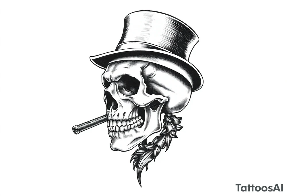skull with mustache,a big cigar in his mouth,a top-hat on his head and alot of money in a hand. tattoo idea