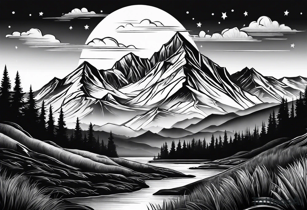 mountain landscape tattoo idea