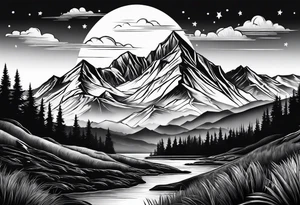mountain landscape tattoo idea