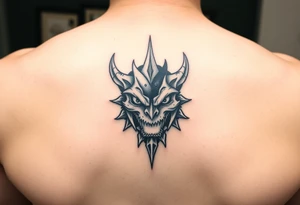 a monster symbol representing bipolar disorder of both happy and sad at the same time tattoo idea