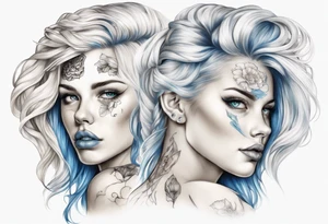 entkleidete schöne frau mit blondem haar und blauen augen tattoo idea