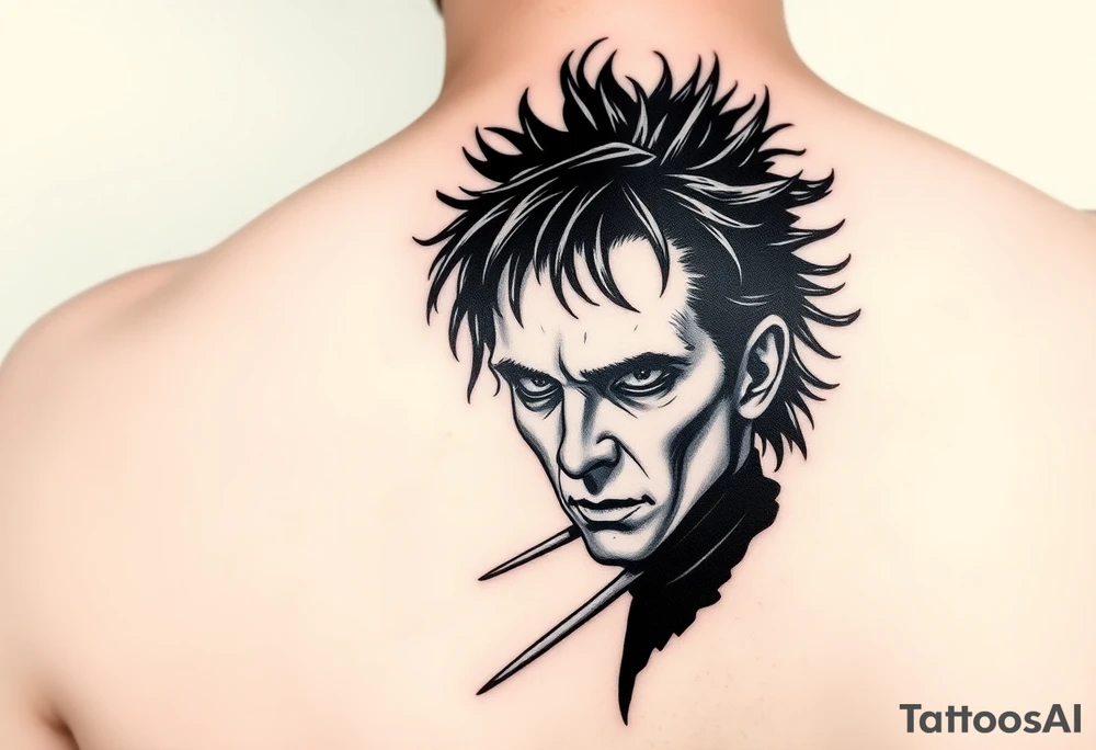 Edward scissorhands face reflecting off his scissorhands tattoo idea