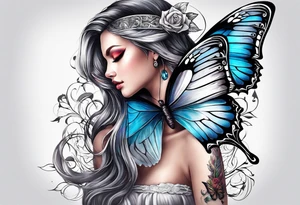 Half butterfly with one Angel wing tattoo idea