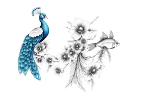 Peacock , Exotic flowers, Coi fish tattoo idea