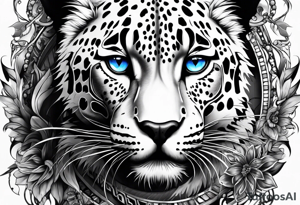 you leopard with blue eyes tattoo idea