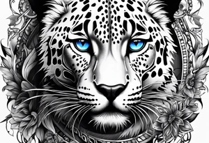 you leopard with blue eyes tattoo idea