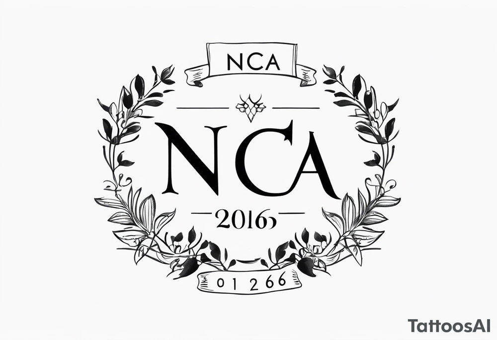 Initials NCA with date 9-15-16 tattoo idea