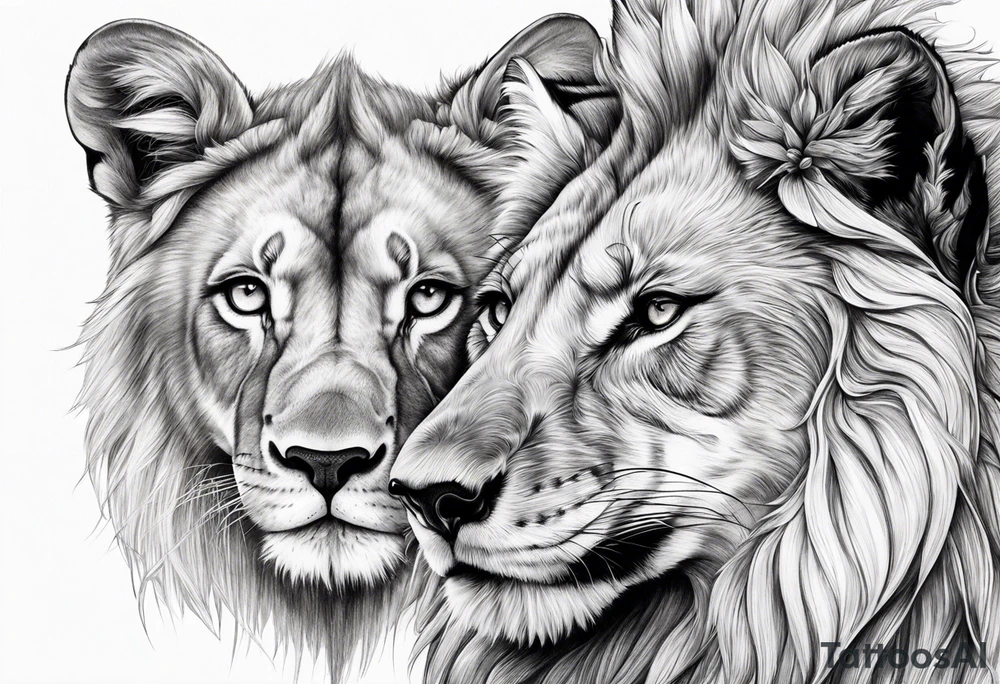 lion and fox tattoo idea
