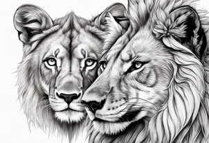 lion and fox tattoo idea