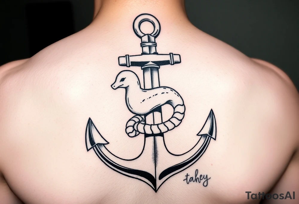 I want an anchor with a weasel intertwined with the anchor instead of rope tattoo idea
