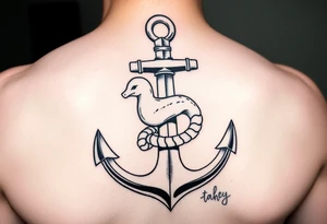 I want an anchor with a weasel intertwined with the anchor instead of rope tattoo idea