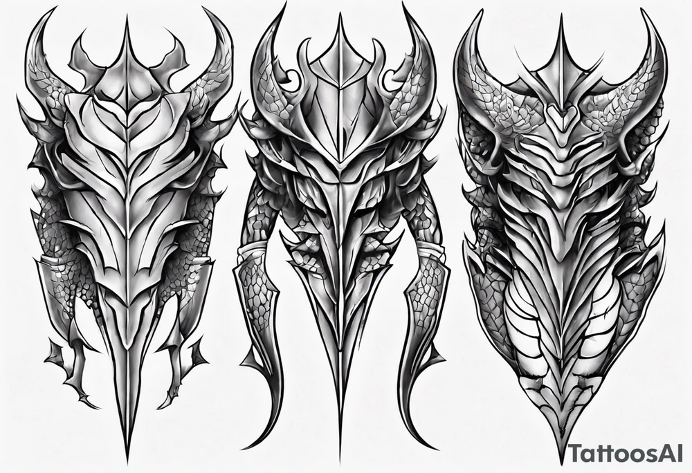 Dragon Leg armor symmetrical tattoo idea