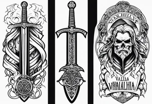 Valhalla sword  fire chains family tattoo idea