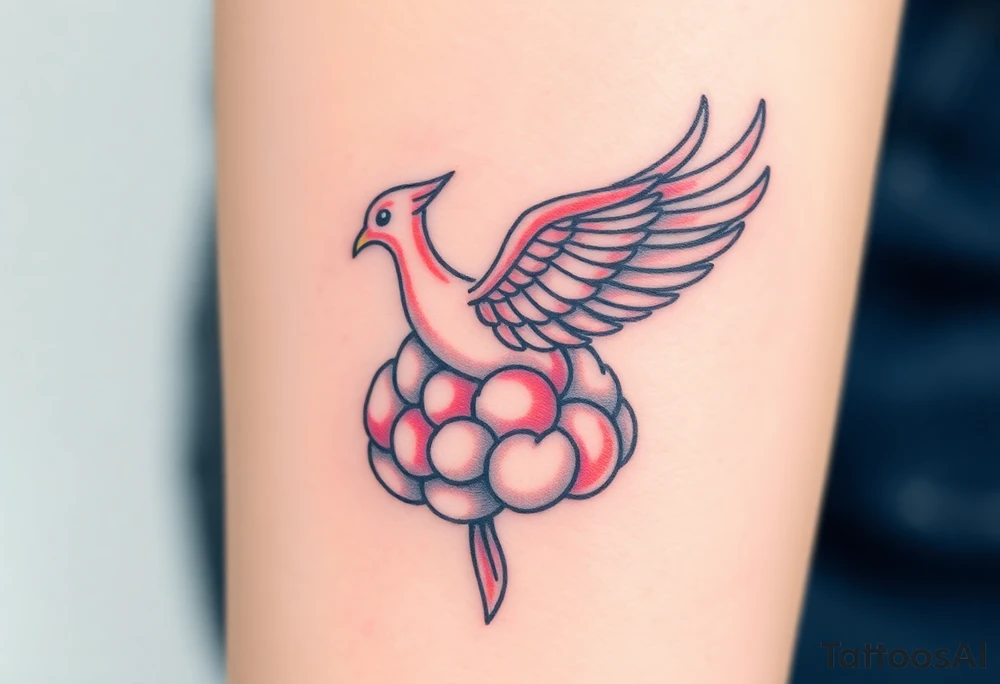 A phoenix flying out of a brain colorful tattoo idea