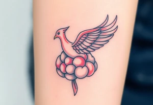 A phoenix flying out of a brain colorful tattoo idea