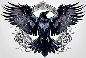 attacking raven in viking style tattoo idea