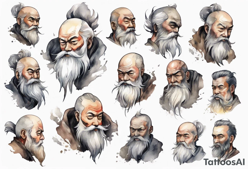 a solitary man with a grey beard tattoo idea