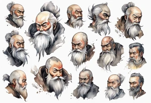 a solitary man with a grey beard tattoo idea