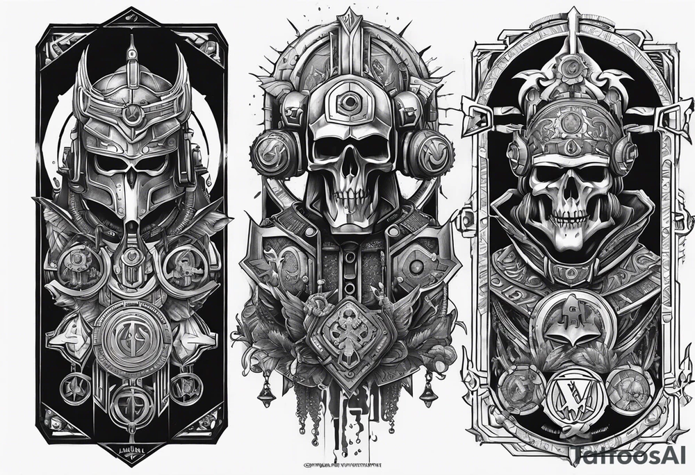 Warhammer 40k, techno priest, aquilla symbol, adeptus mechanicus symbol, for sleeve tattoo tattoo idea