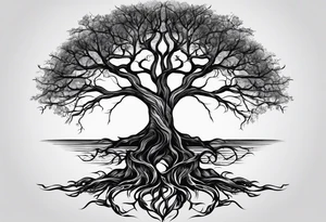 a tree with roots with the text of "Deep roots are not reached by the frost." around it tattoo idea