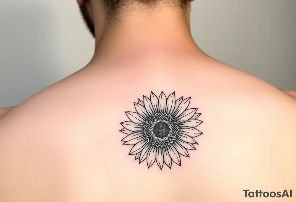 Small minimalist line art inspired by daughter Harlow and sunflower. tattoo idea