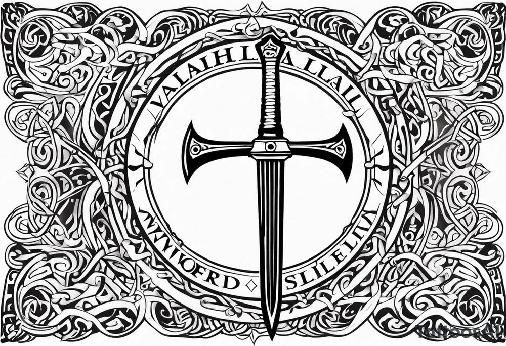 Valhalla viking 
Sword shield nordic pride tattoo idea