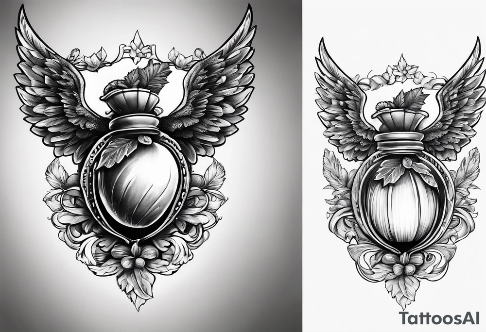 Acorn being carried by angel tattoo idea