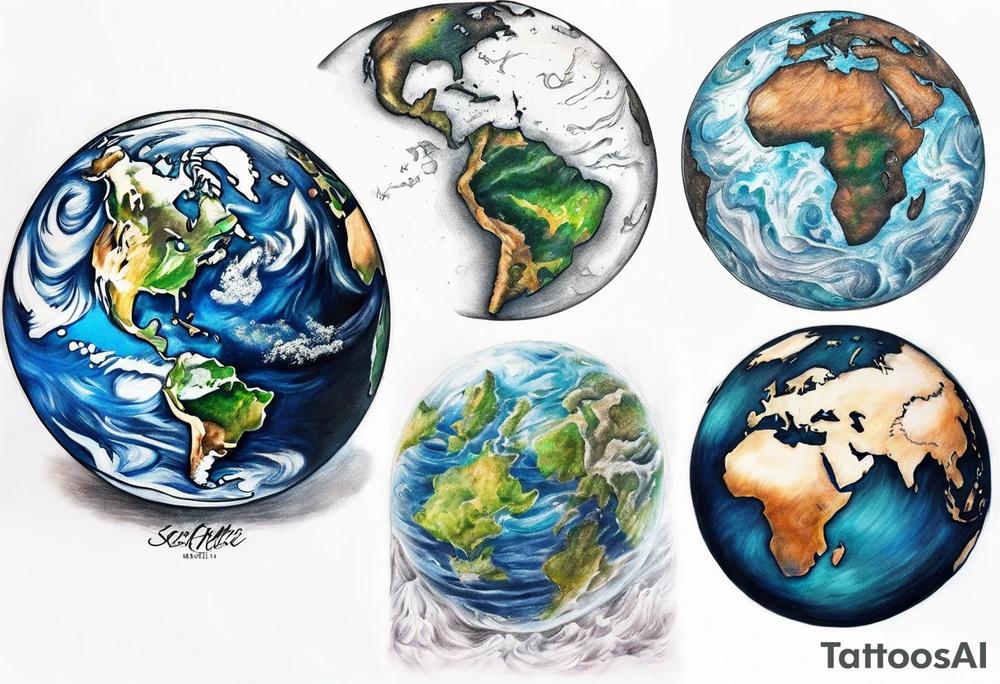 Earth realistic tattoo idea