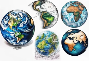 Earth realistic tattoo idea